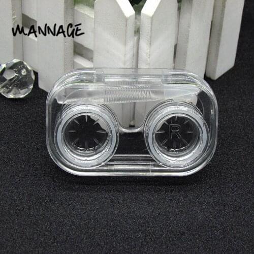 Portable Mini Transparent Contact Lens Case with Rubber Band Ring Practical Travel Kit Contact Lenses Holder Box