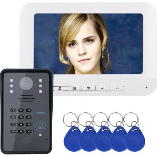 MOUNTAINONE 7" TFT RFID Password Video DoorPhone Intercom System Wth IR-cut Camera 1000 TV Line Access Control System
