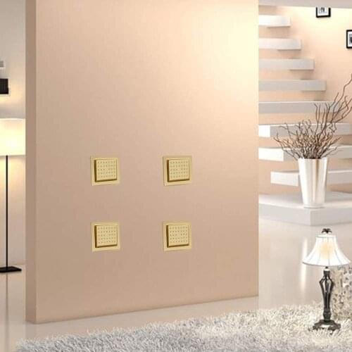 Concealed Installation Bathroom Brass Square Shower Body Spray Jet Heads (Brushed Nickel Gold - 4pcs)