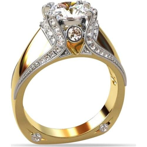 Hainon Fashion New Engagement Wedding Rings For Women Zircon Bride White Rhinestone Gold Color Ring Valentines Gifts Jewelry