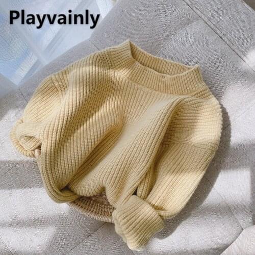 2021 Hot Sale New Autumn Boys Girls Sweater Candy Color Long Sleeves Round Collar Pullover Knit Sweaters Kids Clothes E2499