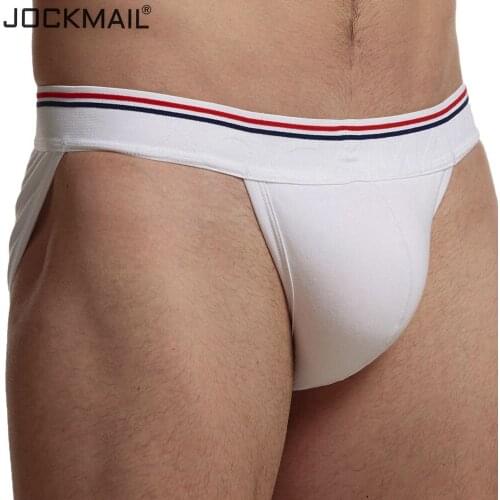 JOCKMAIL Sexy Underwear Men Briefs Cotton Breathable Bikini Gay Panties Men Sexi Transparent Homme Jock Straps Slip White Black