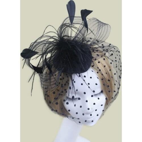 Lady Bride Mesh Feather Fascinator Hairpin Ladys Day Wedding Party Hat Clip Wedding Hair Accessories Headpieces Bridal Hair