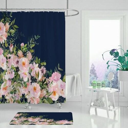 Yellow shower curtain flower series shower curtain shower curtain polyester waterproof bathroom curtain or floor mat