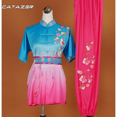 Girls Womens Embroidery Tai Chi Uniform Changquan Kung Fu Suit Martial Arts Sets Wing Chun Clothes Need Your Measurements