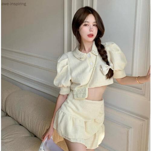 2021 Summer New Slim Fashion Sweet Temperament Suit Jacket High Waist Skirt Two-piece Female