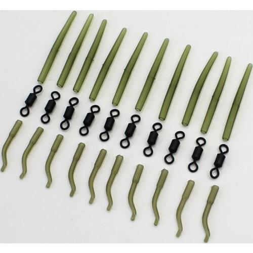 1Kit=30PCS Anti Tangle Rubber Sleeves Connect with Fishing Hook Carp Coarse for Carp Fishing Accessories