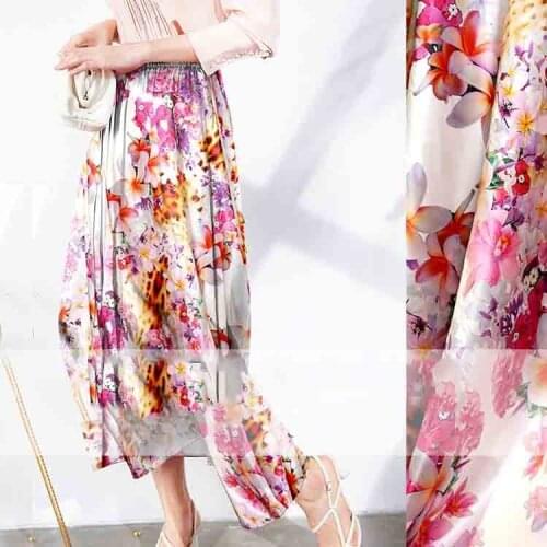 1 Meter Frangipani 19 mmWide Silk Stretch Satin Fabric Mulberry Clothing Pajamas Dress