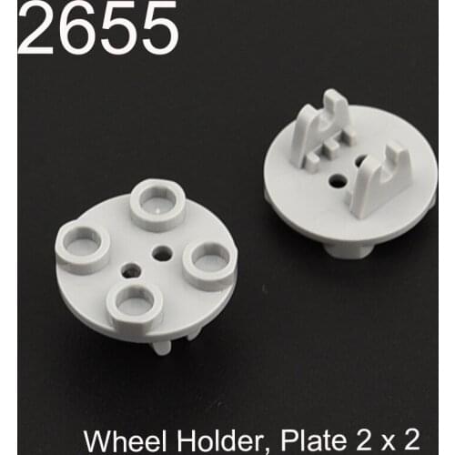 10pcs 2655 Wheel Holder, Plate, Round 2 x 2 Thin with Clips Building Blocks Parts MOC DIY Educational Toys