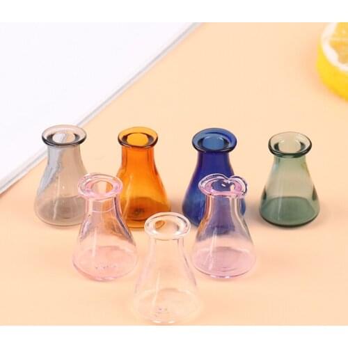 2pcs HS Miniature Cone Glass Vase Food Play Scene Model Diy Glass Bottle Vase Dollhouse Miniature Accessories
