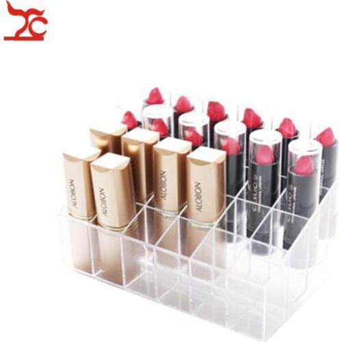 24 Grids Acrylic Makeup Organizer Storage Box Cosmetic Box Lipstick Jewelry Box Case Holder Display Stand Make Up Organizer