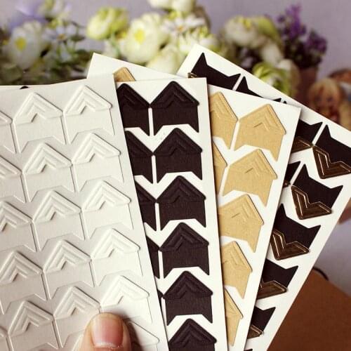 4 Sheets/Batch DIY Retro Corner Kraft Album Sticker Frame Decoration Scrapbook Album Sticker Frame Decoration Scrapbook