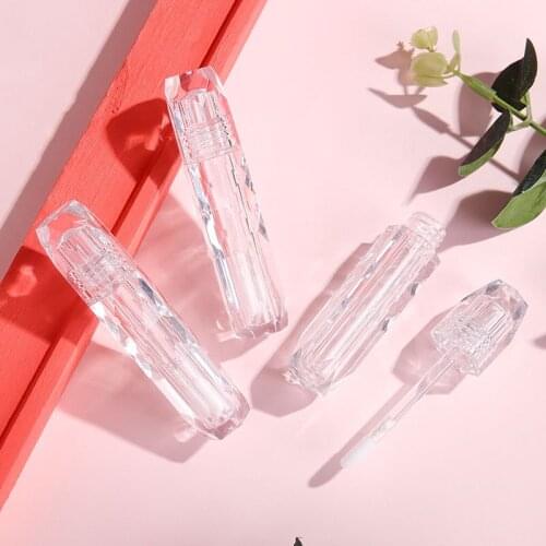 2ml 5pcs Plastic Diamond Clear Lip Gloss Empty Tube Cosmetic Injection Molding Lipgloss Packaging Container