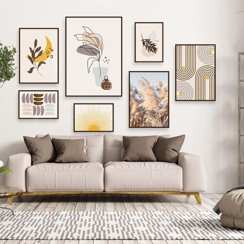 Abstract Burnt Orange Wall Art Canvas Painting Terracotta Botanical Minimalist Sun Mid Century Poster Boho Prints Home Decor