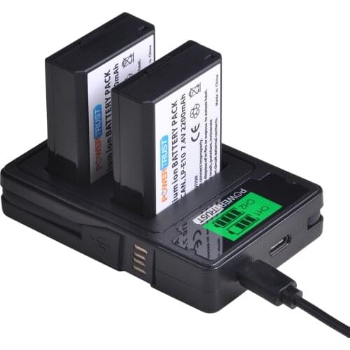 LP-E10 LP E10 LPE10 Battery and Charger for Canon EOS 1100D 1200D 1300D Kiss X50 X70 X80 Rebel T3 Batteries with Type C Port