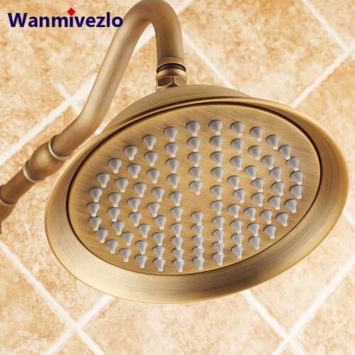 Antique Brass Shower Head Wall Mounted Round Brass Rainfall Shower Faucet Head 8" Shower Replace Head