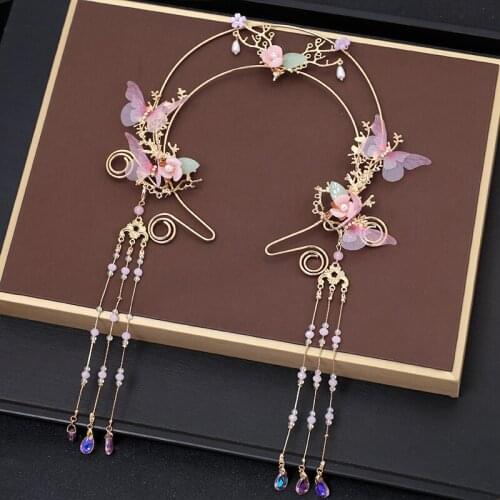 Antique hanfu headdress step shake tassel flora crown after Notre Dame crown pressure hair hair dust hair hoop female aura