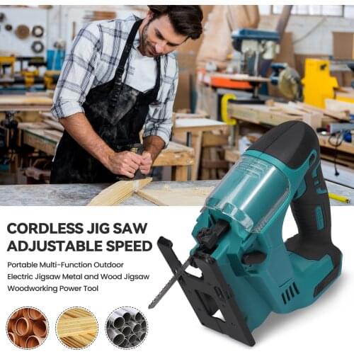 Cordless Jigsaw Adjustable Speed Portable Multi-Function Outdoor Electric Jigsaw Metal and Wood Jigsaw Woodworking Power Tool