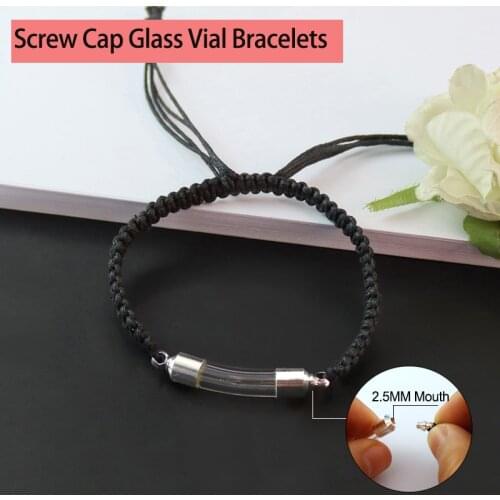 1PC Glass Vial Tube With Screw Caps Bracelet Premade Bracelet Write On Rice Jewelry Charm Bracelet For Women