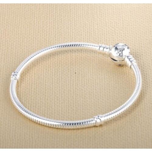 Authentic 100% 925 Sterling Silver Snake Chain Charm Bangle Original Bracelets Jewelry Women Gift