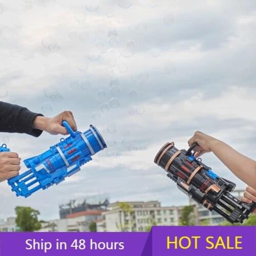 Kids Gatling Gun Bubble Machine Bath Toys Wedding Supplies Electric Sound and Light Automatic Bobble Blower Maker Outdoor Toy