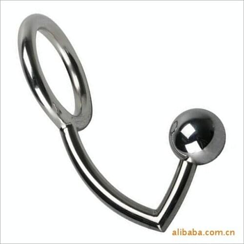 Happygo,Chastity Cock Lock Anal Plugs Cock Lock Intruder with Ball Metal Anal Hook Ring 40mm Inner Diameter Adult Games Sex Toys