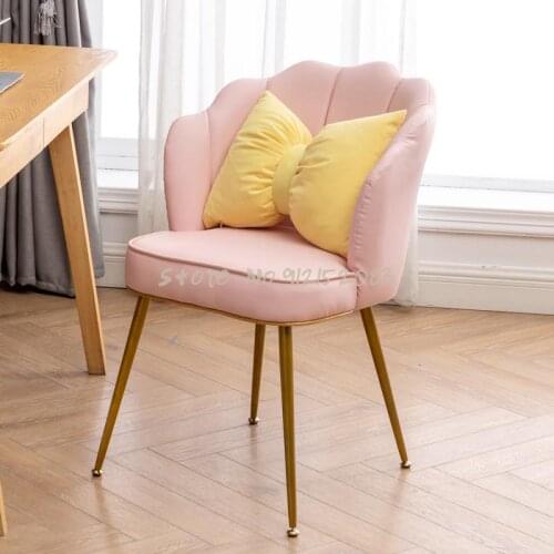 Ins net red light luxury dining chair makeup chair dressing stool fairy princess girl heart backrest beauty shop leather chair