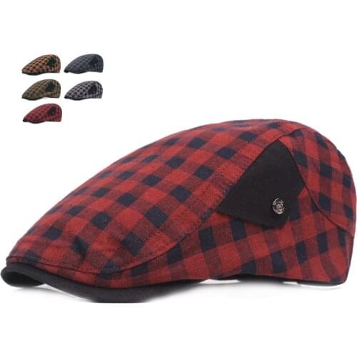 Summer Beret Caps For Men Women Cotton Visors Sun Hat Outdoor Mens Flat Caps Adjustable Adult Plaid Berets Casquette Boina Caps
