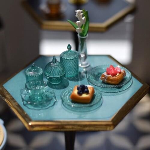 Classic 1:12 Scale Miniature Dollhouse Cup & Saucer Mini Candy Jar Pretend Play Kitchen Salad Bowl OB11 Doll Food ToyToy