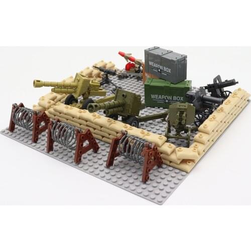 Military Special Forces Sandbag Weapon Box Gun WW2 DIY Building Blocks Educational Creative Bricks Toys For Children Kids Gifts