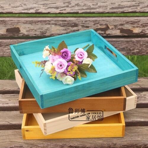 Square Tray Vintage Wooden Wood Bread Tray Cup Cup Household Tray Storage Tray table tray wood trays