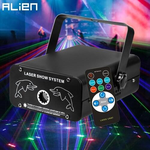 ALIEN Remote 16 Patterns RGB DJ Disco Laser Light Projector Party Christmas Wedding Holiday Sound Active Stage Lighting Effect