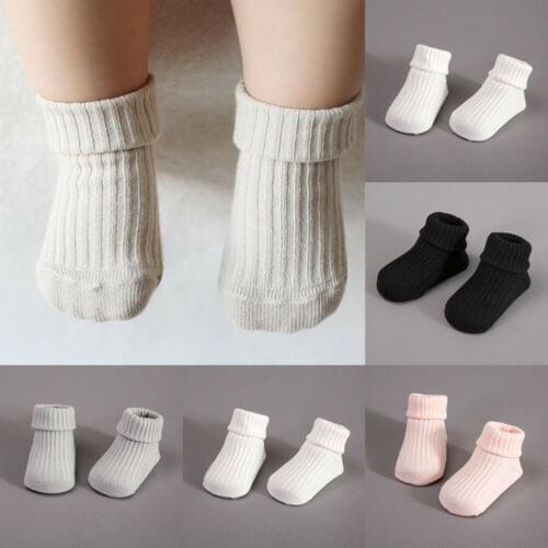 Cute Kid Baby Boys Girls Socks Toddler Knitting Fall Winter Warm Thick Non-slip Floor Socks Black Gray Pink White 0-3Y