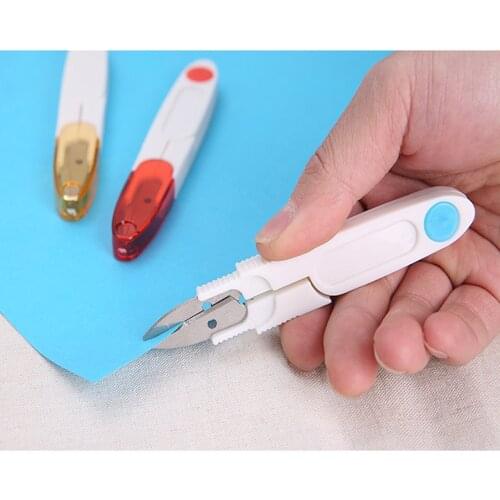 Mini U Shape Scissors Cutting Scissors Safe Cover Plastic Sewing Scissors Thread Embroidered Cross-stitch Cutter Portable Cutter