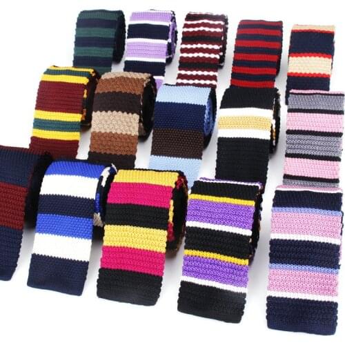 Mens Tie Knitted Fashion Striped Vintage knitted Necktie For Men Narrow Slim Skinny Colorful Knit Necktie Cravate Neck Ties