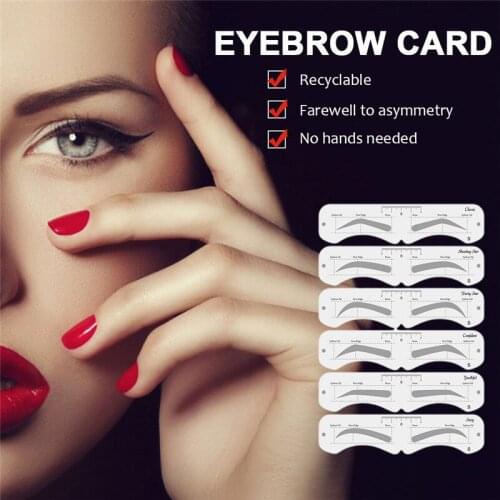 6Pcs/set Eyebrow Stencil Set Eye Brow DIY Drawing Guide Styling Shaping Grooming Template Card Easy Makeup Reusable