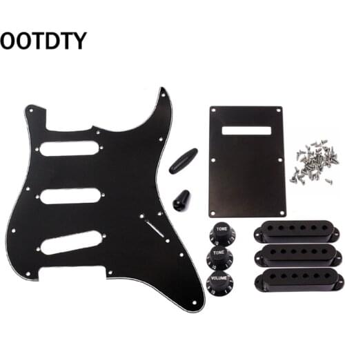 OOTDTY 1set SSS Electric Guitar Pickguard Back Plate Pickup Cover Knobs Tips For St SQ Accessories Parts