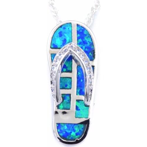 Wholesale & Retail Ocean Blue Opal Sandal Flip Flops Pendant Necklace