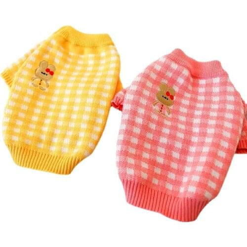 Autumn/winter Pet Clothing Teddy Yorkshire Clothes Warm Sweater for Small Medium Dogs Plaid Rabbit Jacket Coat Puppy Cat Costume