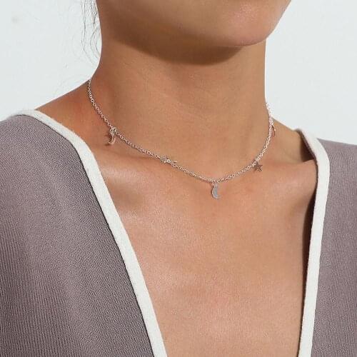 New Fashion Sweet Moon Silver Plated Jewelry Temperament Crescent Clavicle Chain Pendant Necklaces