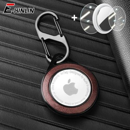 Plastic Protective Case For Apple Airtags Hard Cover Hangable Keychain Locator Tracker Cover For Airtag Lichi Leather With Film