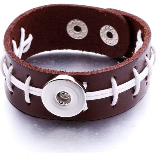 Hot Sale Adjustable Braided Leather Snap Button Bracelet Fit 18mm Snap Jewelry Handmade Knit Shoelace 18mm Snap Bracelets