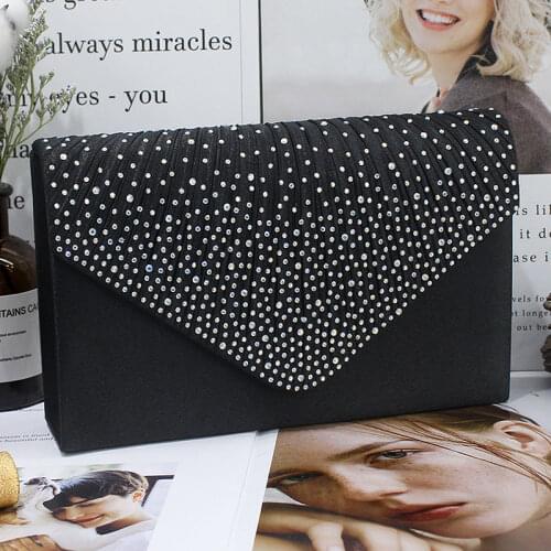Envelope Bag Female Designer Handbag Purse Pleated Fashion 2021 New Trend PU Leather Texture Hot Drilling Party Bag Simple