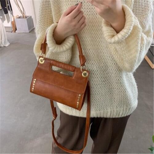 Retro Bags For Women 2020 New Shoulder Bag Occident All-match portable Messenger Bag Rivet personalized Small Square Bag Handbag