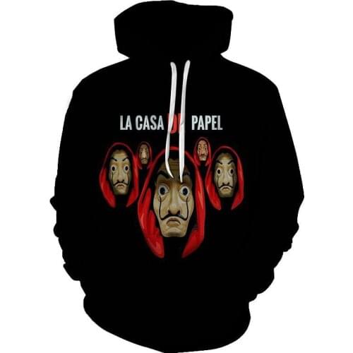 La Casa De Papel 3D Printed Hoodies Sweatshirts Paper of Money Series Pullovers Men Women Funny Casual House of Paper Hoodies