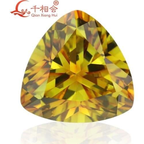 Trillion shape synthetic yellow oclor zultanites cz loose stone wholesale turkish jewelry diaspore