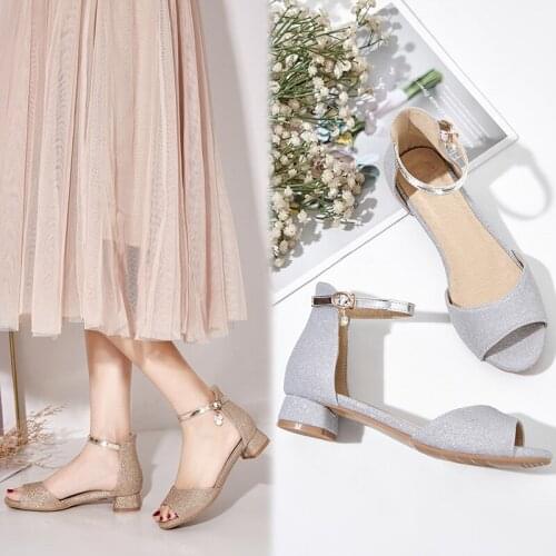 Hot Summer Women Shoes Pumps Dress Shoes low Heels Boat Shoes Wedding Shoes Sequins Feminino With Peep Toe Sandals Casual Shoes