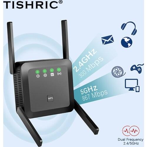 M-1200VN 5G Wireless Router Repeater Wifi Network Extender Signal Amplifier 2.4G Long Range Wifi Repeater 4 Antenna Home Office
