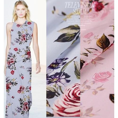 1 Meter * 1.14 Meter Magnificent Silk Crepe De Chine Dress Fabric Printed Printing Spring Summer