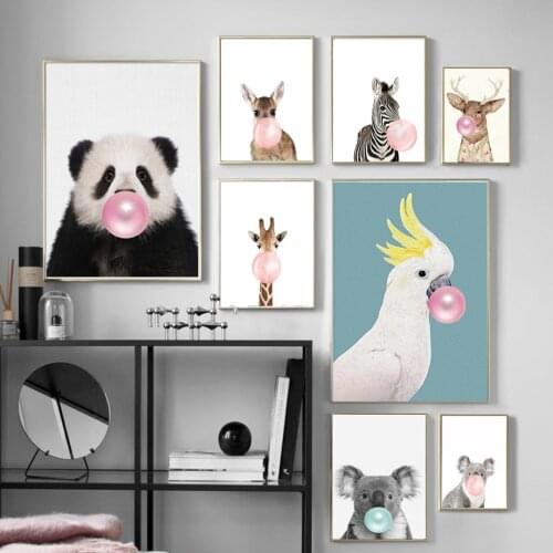 Zebra Giraffe Deer Koala Animals Bubbles Wall Art Canvas Painting Nordic Posters And Prints Wall Pictures For Living Room Decor